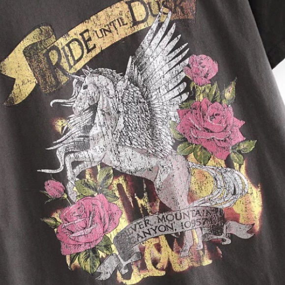 SOLD OUT Ride Until Dusk Unicorn Graphic Boho Tee - Picture 3 of 4
